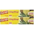 thumbnail image 1 of Glad Cling Plastic Wrap, 400 Square Foot Roll Pack of 2 Rolls, Total 800 Sqf, 1 of 2