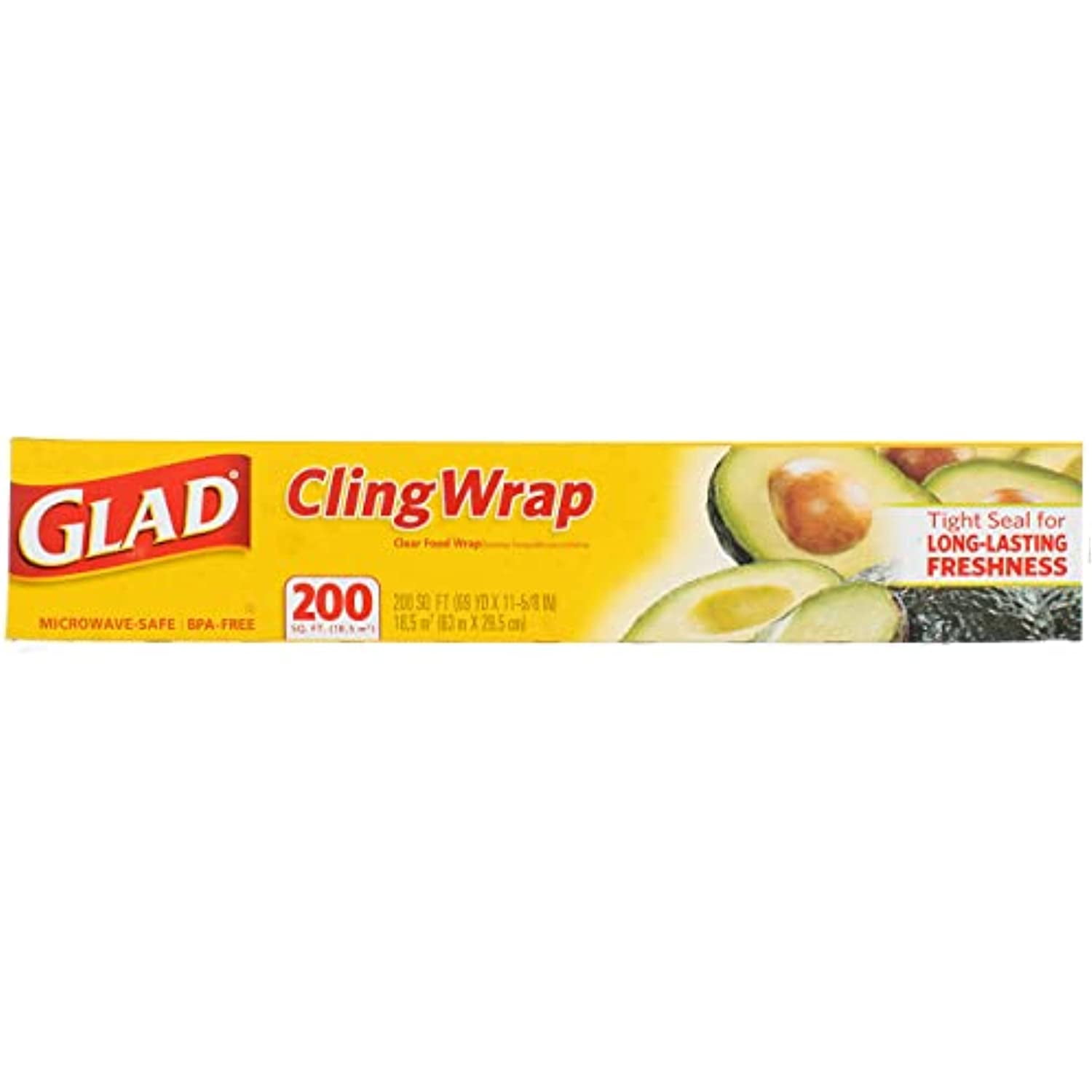 Glad Cling Wrap Clear Plastic Wrap, 200 Sq Ft (Pack Of 3)