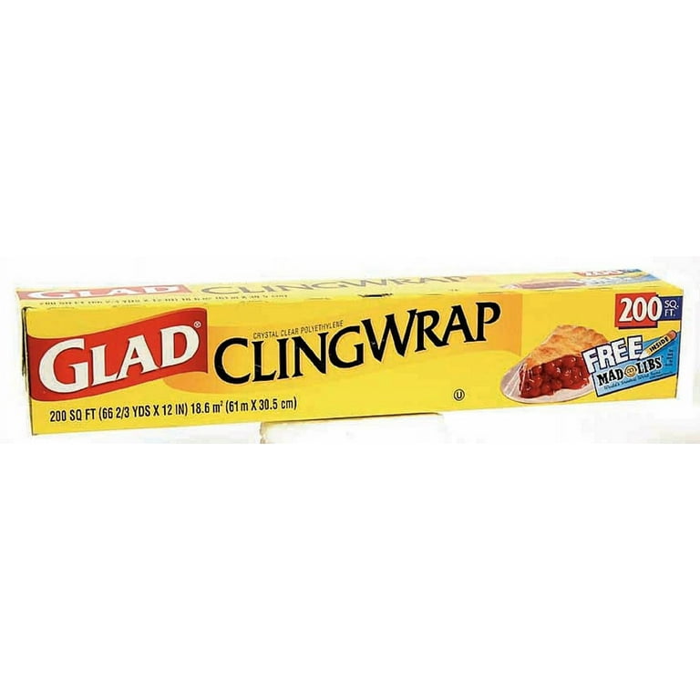 Glad ClingWrap Plastic Food Wrap, 200 Square Feet (Pack of 2), Size: 200 Sqft