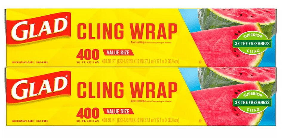 Glad 400 Sq. ft. Cling Plastic Wrap, 2-pk - Clear