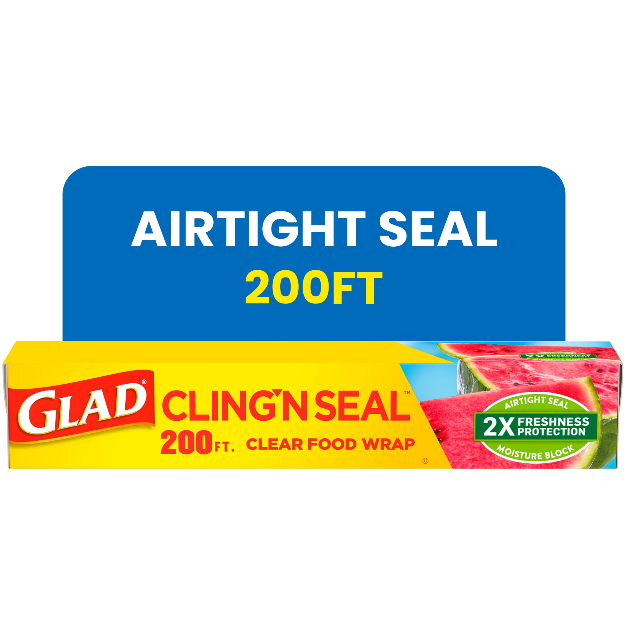 Glad Cling N Seal Plastic Food Wrap 200 sq ft Roll