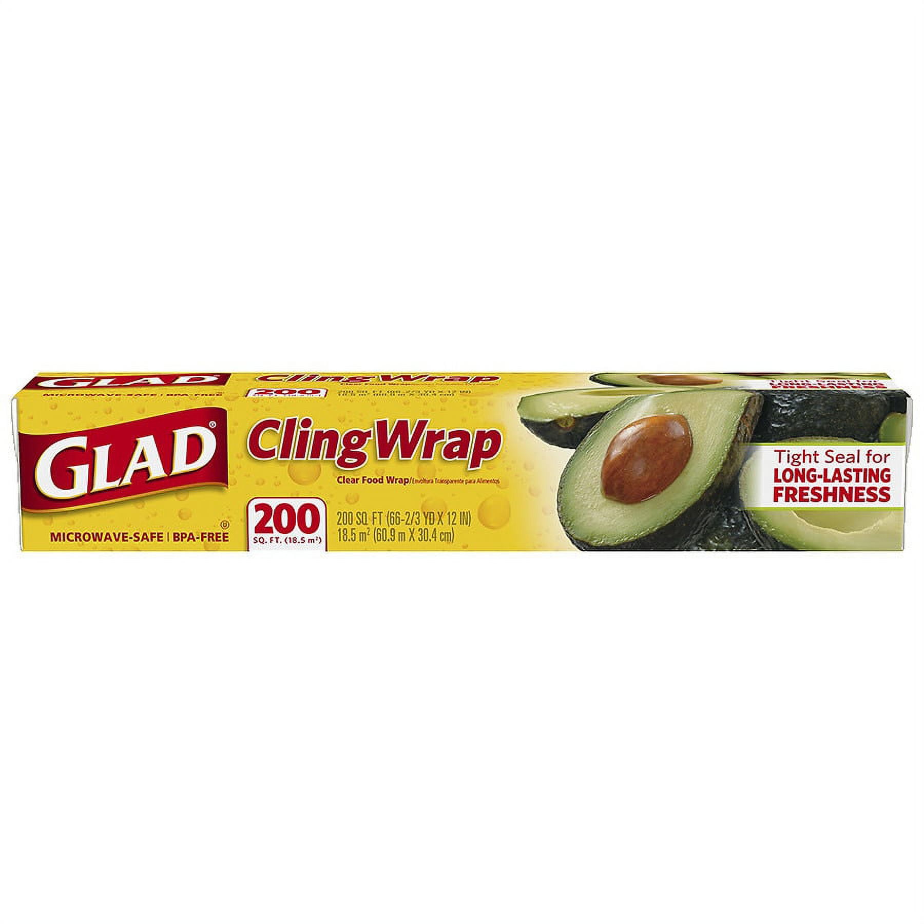 Glad Clingwrap Clear Plastic Wrap 200 square feet 