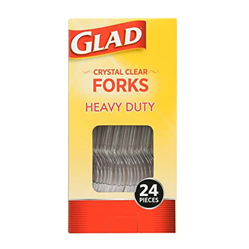 Glad Crystal Clear Plastic Forks, 24 Count Clear, Heavy Duty Plastic