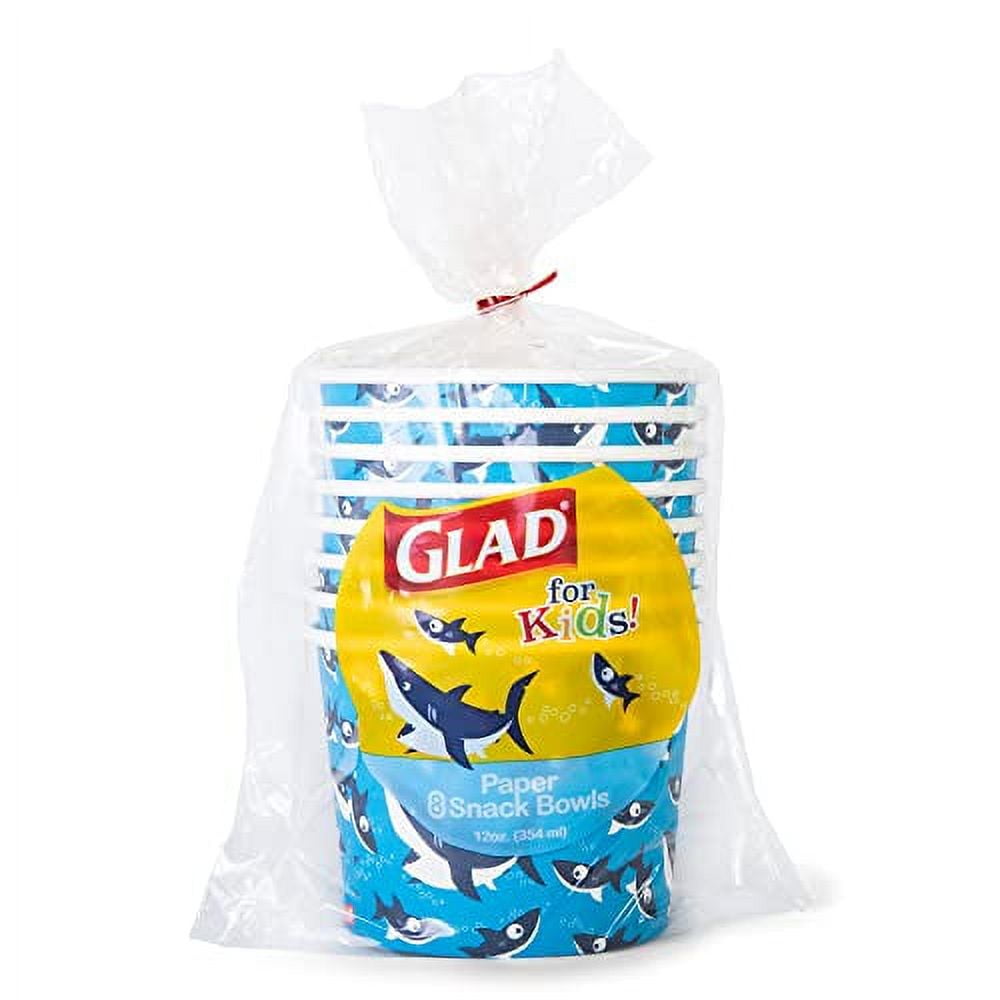 Glad Disposable Paper Snack Bowls in Shark Design Snack Cup Paper
