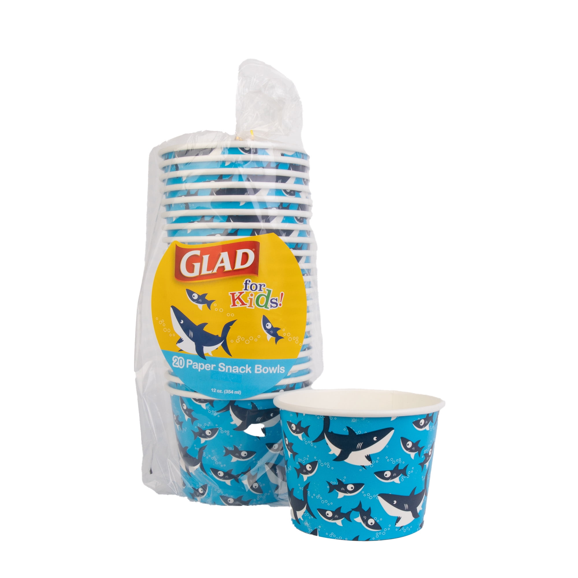 Glad Kids Sharks Paper Snack Bowls No Lid 12oz 20ct