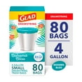 thumbnail image 1 of Glad Odorshield Small Drawstring Trash Bags, 4 Gallon, Teal, Febreze Bahama Bliss, 80 Count, 1 of 12