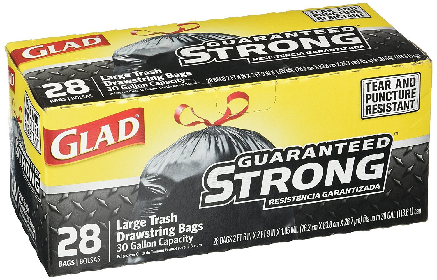 Glad Guaranteed Strong 30 Gal. Large Black Trash Bag (15-Count