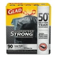 thumbnail image 1 of Glad Drawstring Large Trash Bags, 30 x 33, 30gal, 1.05mil, Black, 90/Carton, 1 of 2