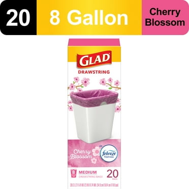 (4 pack) Glad Drawstring Medium Scented Trash Bags, 8 Gallon, 20 Bags