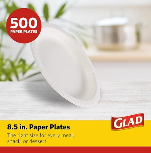 Glad - Everyday Round Paper Plates - 8.5" - 500CT