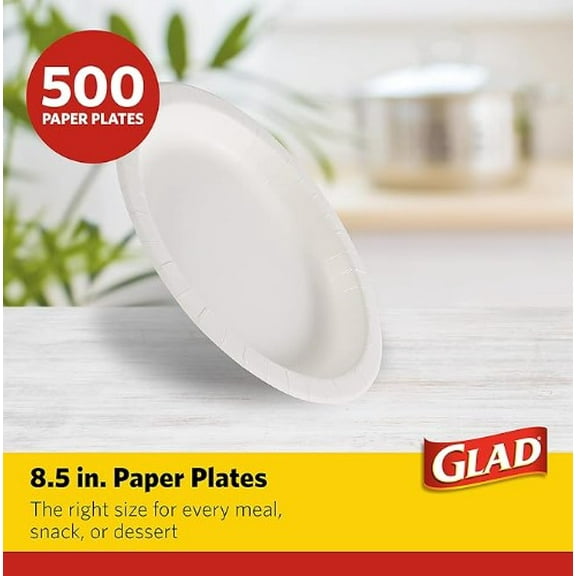 Glad - Everyday Round Paper Plates - 8.5" - 500CT