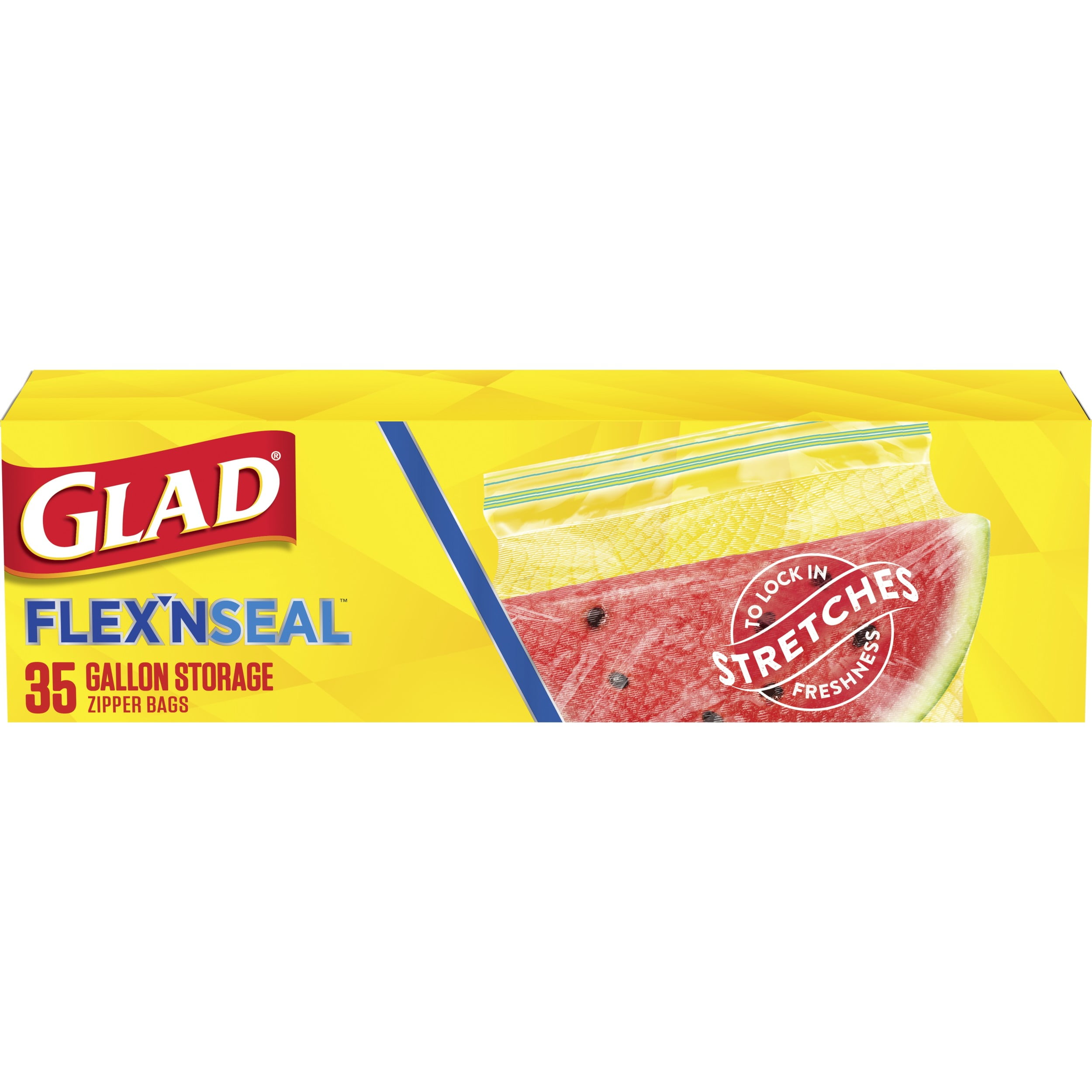 Glad FLEXN SEAL Zipper Food Storage Gallon Bags, 35 Count