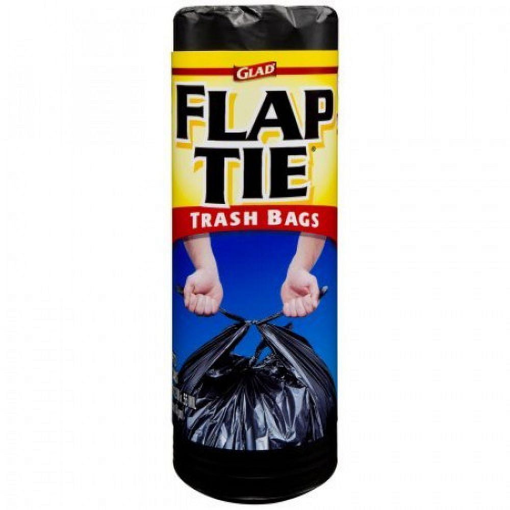 Glad FlapTie Trash Bags, Black, 30 Gallon, 28 Count