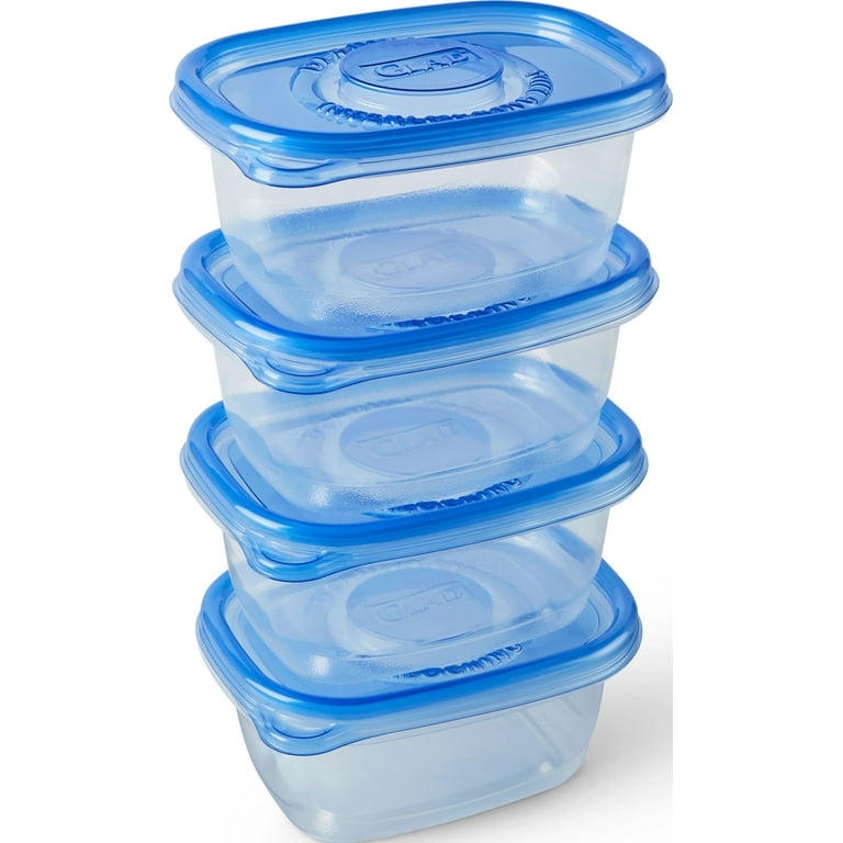 Glad To Go Snack Containers & Lids, Medium Rectangle, 3 Cups - 4 containers & lids