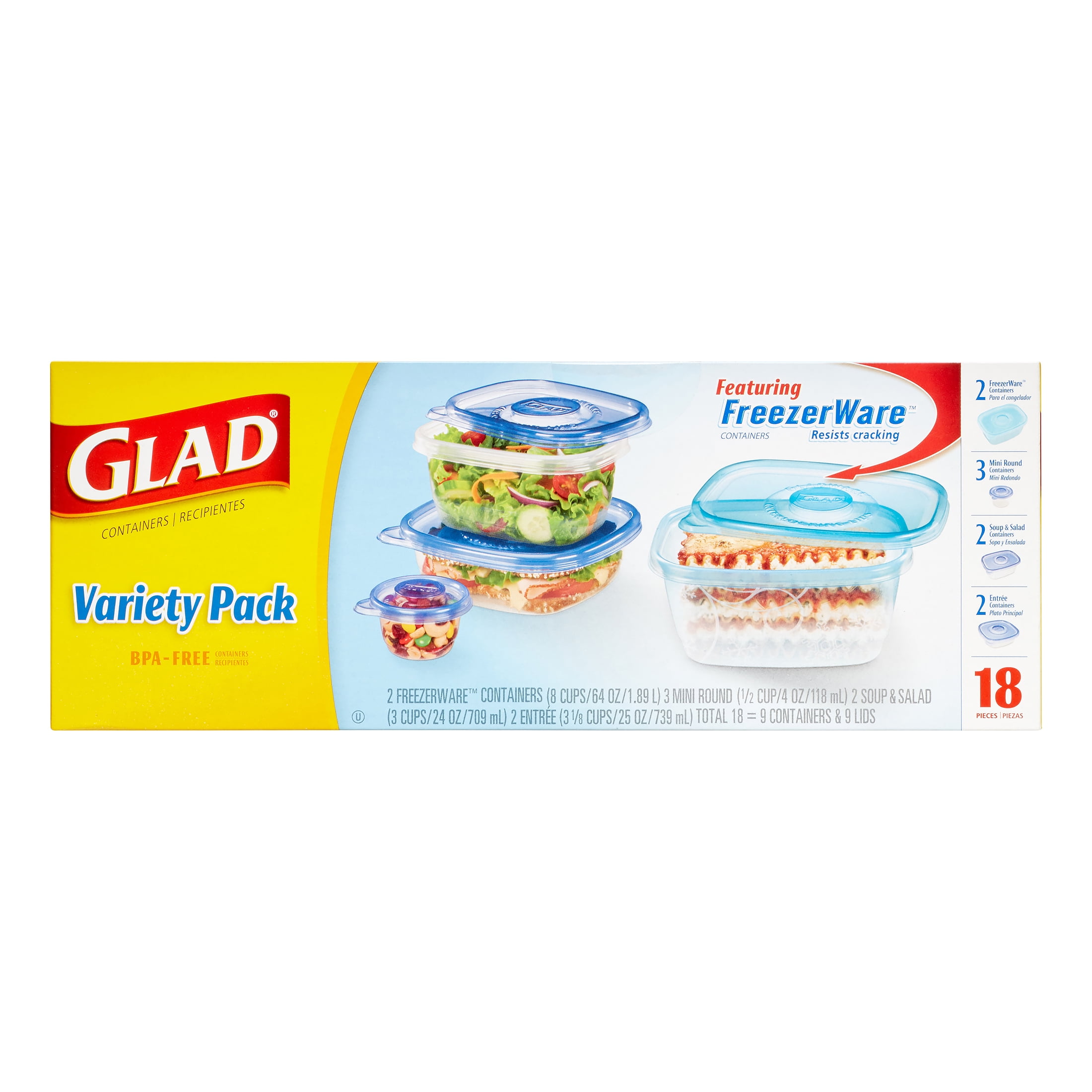 Glad Mini Round Food Storage Containers, 4 oz, 8/Pack, 12 Packs