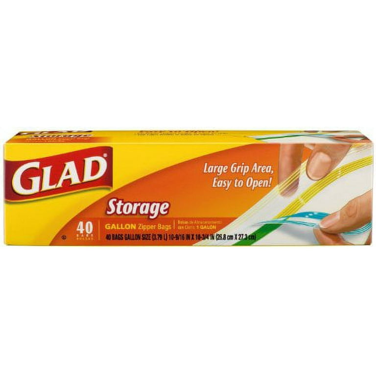  Glad Zipper Food Storage Plastic Bags, Gallon, 40 Count  (Packaging May Vary) : Health & Household