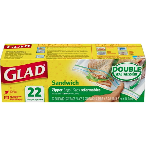 Glad Food Storage Zipper, Sandwich, 22ct
