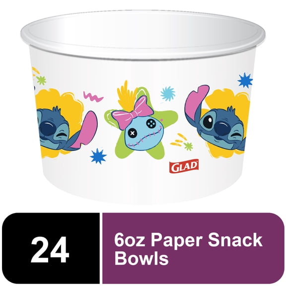 Glad For Disney - 6oz Paper Snack Bowls No Lid - 24ct - Lilo & Stitch