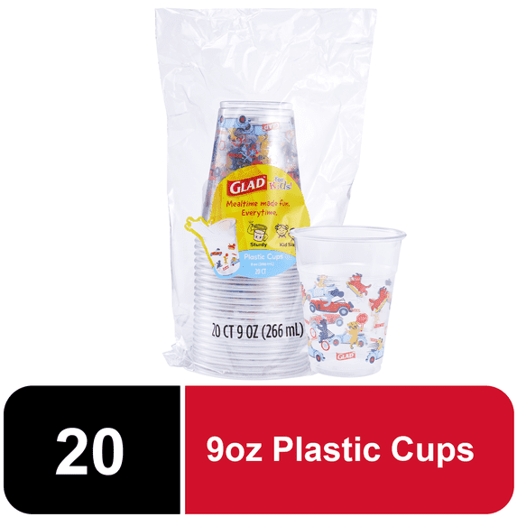 Glad For Kids 9oz Zoomie Dogs Printed Clear Plastic Cups 20 Count