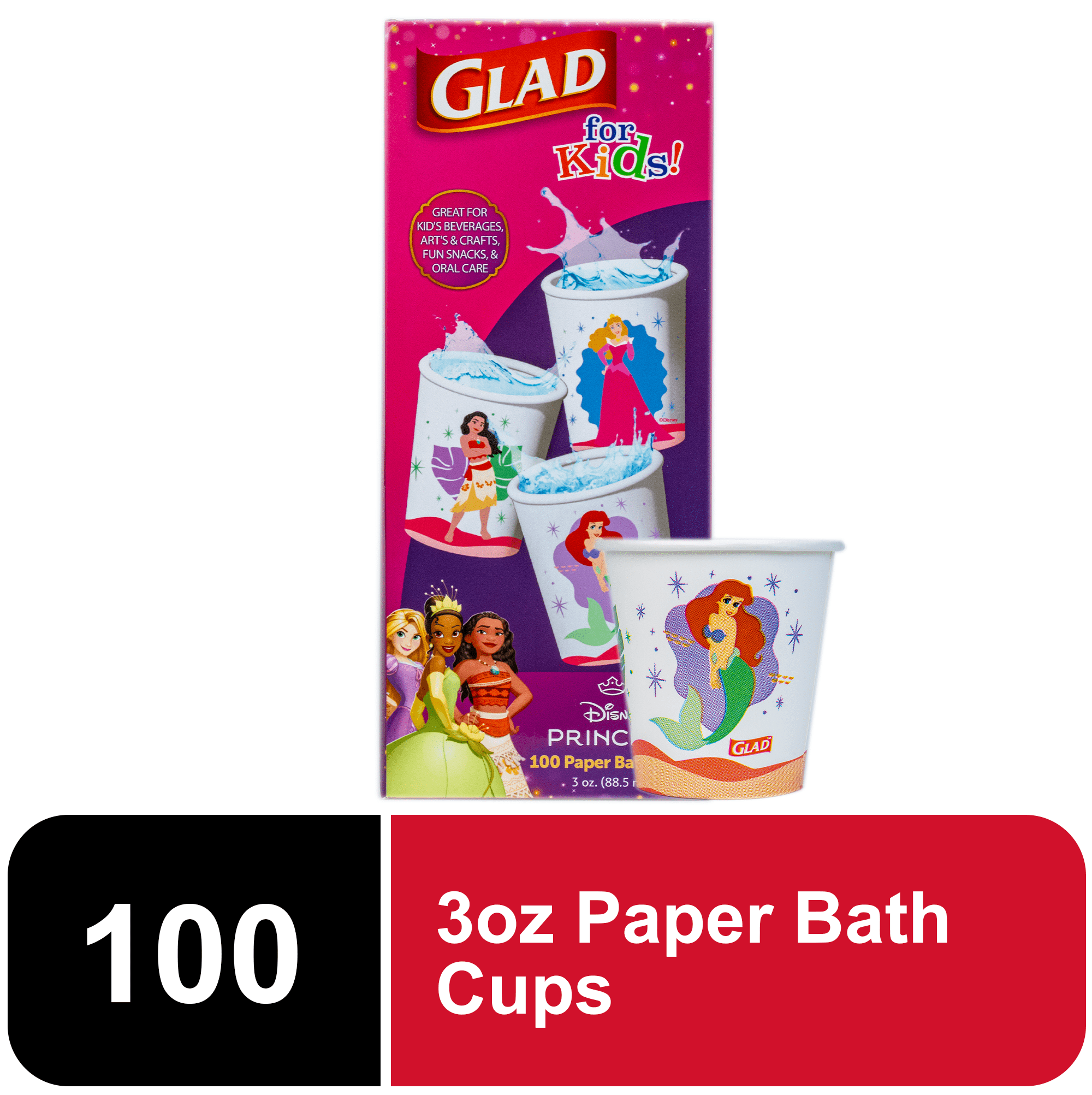 Glad For Kids Disney Princess 3oz Mini Bath Cups 100ct