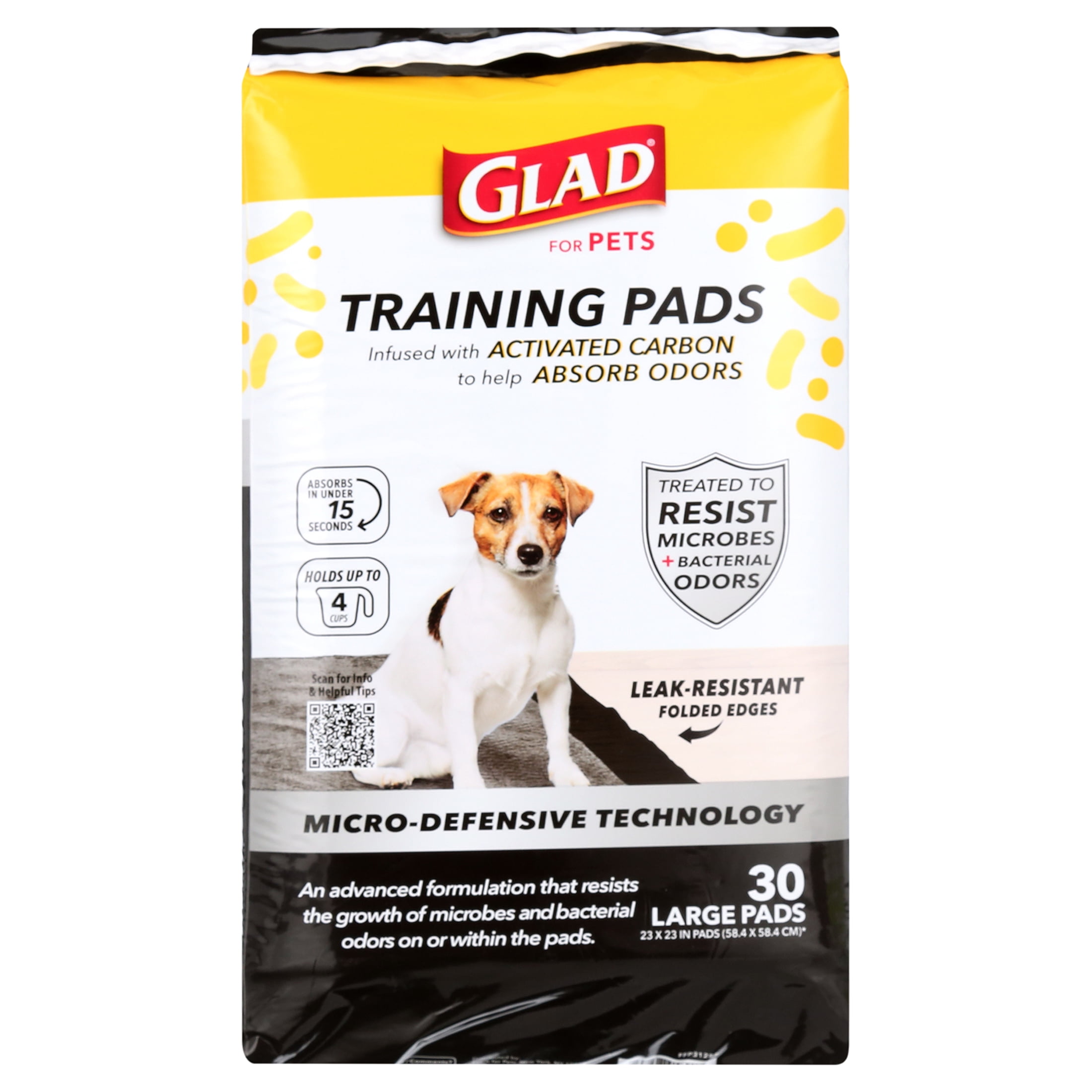 Large Activated Carbon Anti-Microbial Dog Training Pads, 30 Count