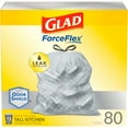 thumbnail image 1 of Glad ForceFlex 13 Gallon Drawstring Tall Kitchen Trash Bags, 80 Bags, 1 of 5