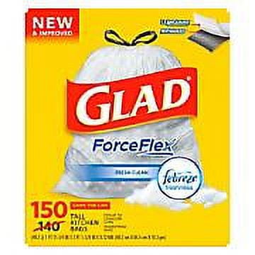 Glad ForceFlex 13-Gallons Gray Plastic Kitchen Drawstring Trash