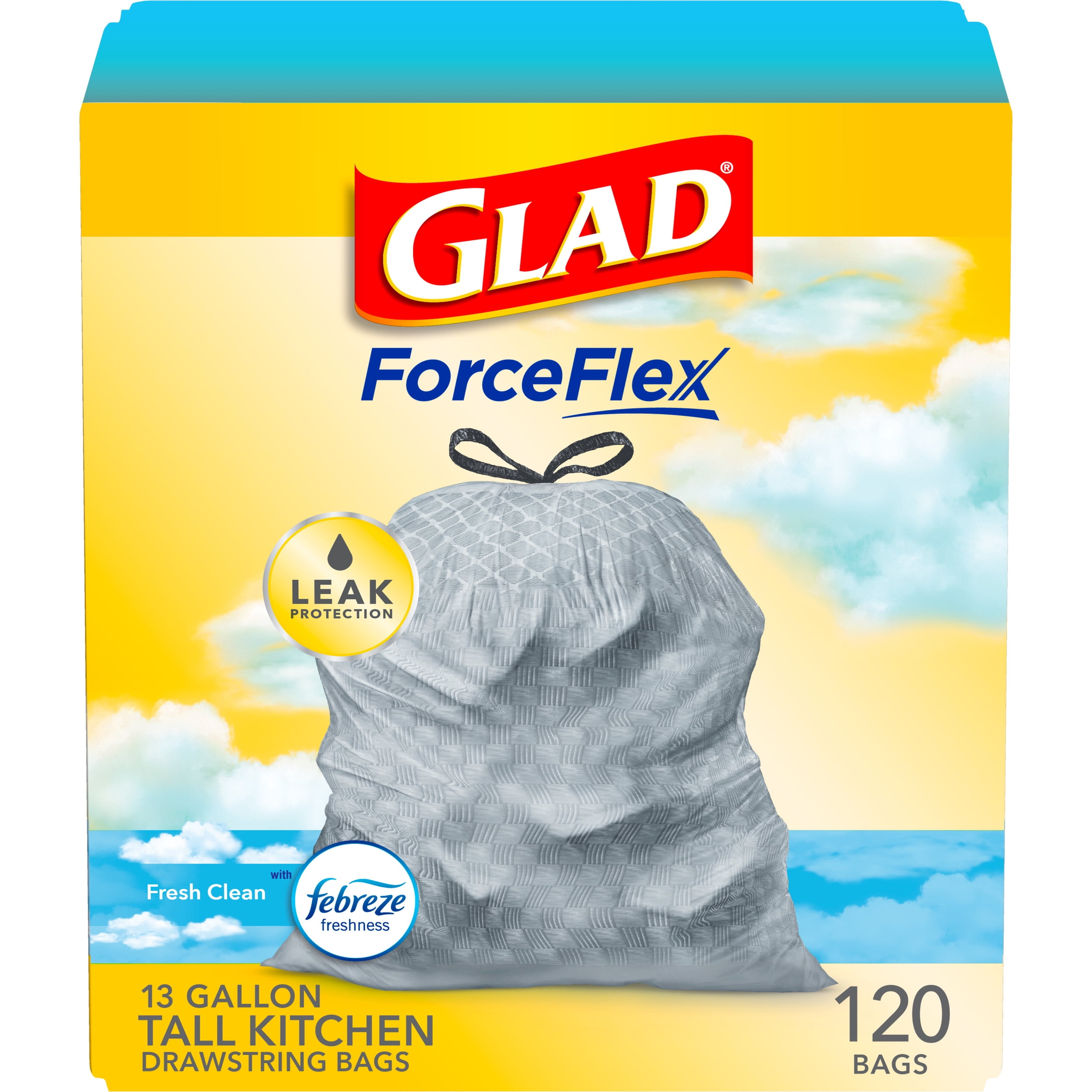 Glad ForceFlexPlus Tall Kitchen Trash Bags, 13 Gallon (Sweet Citron &  Lime), 40 Count