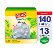 Glad ForceFlex 13-Gallon Drawstring Tall Kitchen Trash Bags, Gain Original Scent, 140 Bags
