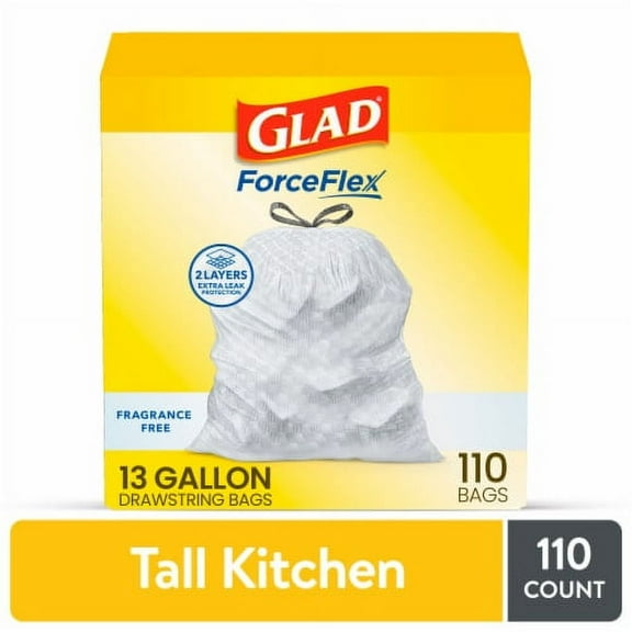 Glad ForceFlex Fragrance Free Tall Kitchen Drawstring Trash Bags