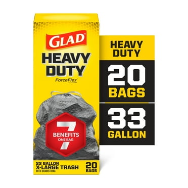 Glad ForceFlex Heavy Duty Large Drawstring Trash Bags, Hold 80+ Pounds, 33 Gallon, 20 Count