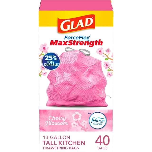 Glad ForceFlex MaxStrength 13 Gallon Tall Kitchen Drawstring Trash Bags