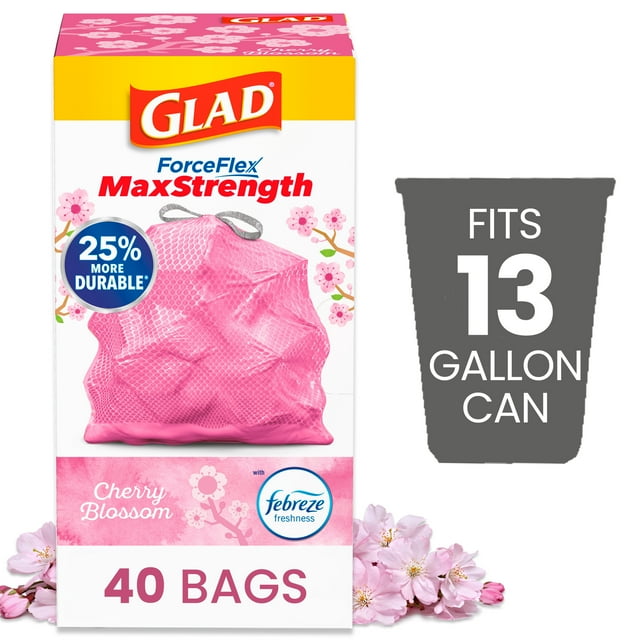 Glad ForceFlex MaxStrength 13 Gallon Tall Kitchen Drawstring Trash Bags
