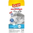 thumbnail image 1 of Glad ForceFlex MaxStrength Kitchen Drawstring Trash Bags, 13 Gal, Fresh Clean, 34 Ct, Pack May Vary, 1 of 1