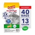 thumbnail image 1 of Gain ForceFlex MaxStrength Tall Kitchen Drawstring Trash Bags, 13 Gallon, Gain Original, 40 Count, 1 of 13