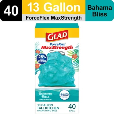 Glad ForceFlex MaxStrength Scented Tall Kitchen Trash Bags, 13 Gallon, 40 Bags
