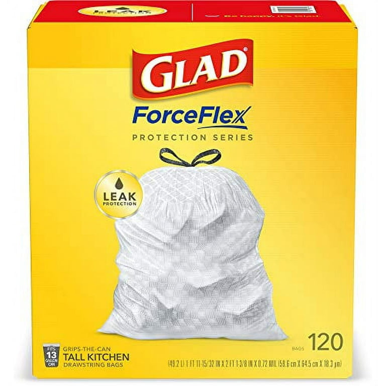 Glad ForceFlex 13 Gal. Unscented Tall Kitchen Drawstring Trash