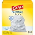 thumbnail image 1 of Glad ForceFlex Tall Kitchen Drawstring Trash Bags, 13 Gallon, Fragrance Free, 140 Count, 1 of 14