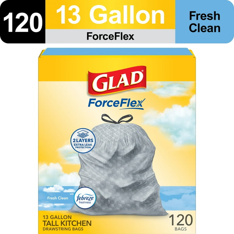 Glad 100-Pack 13-Gallon Fresh Clean Gray Plastic Kitchen Trash Bag Glad 100-Pack 13-Gallon Fresh Clean Gray Plastic Kitchen Trash Bag