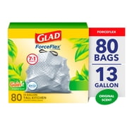 Glad ForceFlex 13-Gallon Drawstring Tall Kitchen Trash Bags, Gain Original Scent, 80 Bags