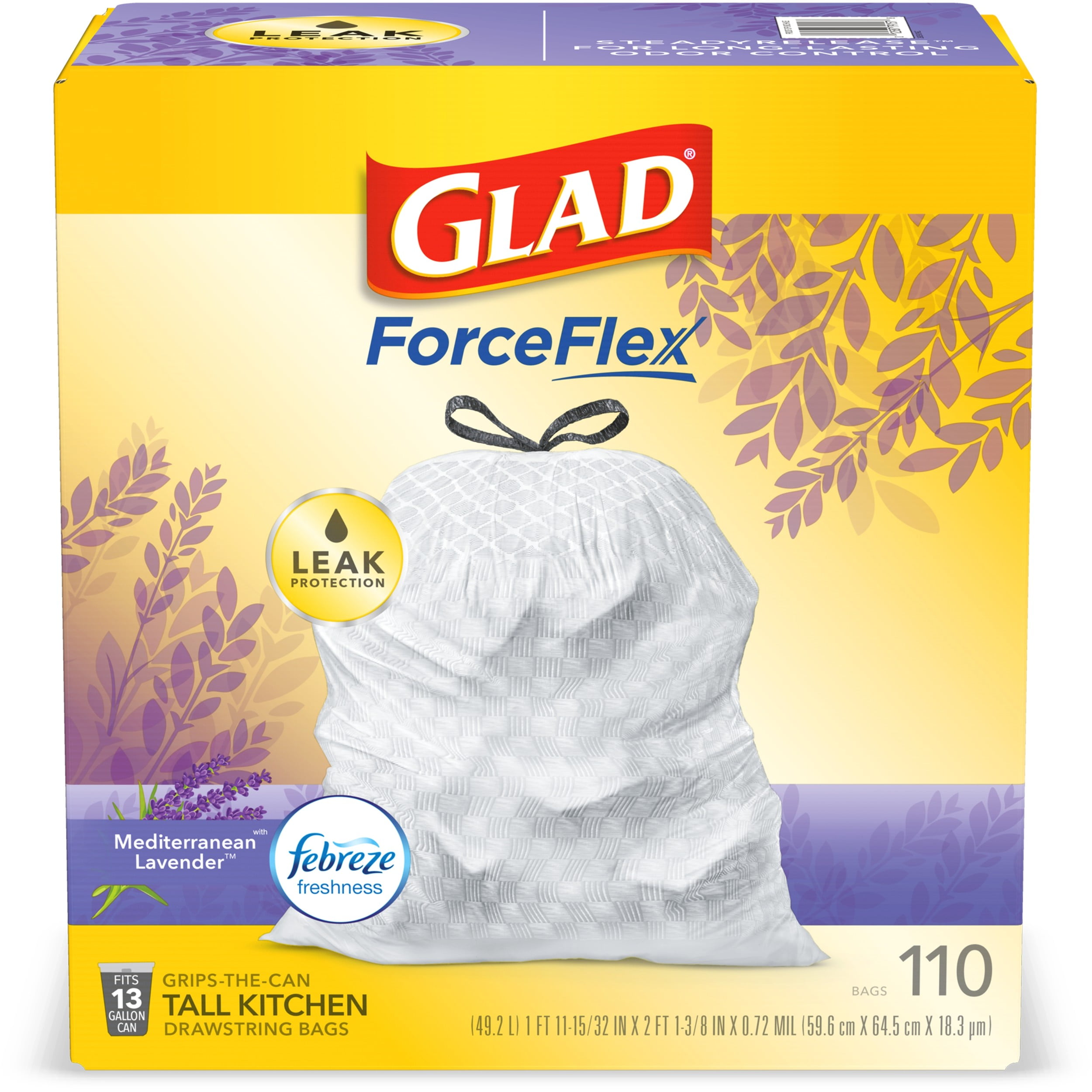 Glad ForceFlex Tall Kitchen Drawstring Trash Bags - Fresh Clean with  Febreze Freshness - 13 gal Capacity - 24 Width x 27.38 Length - 1.05 mil  (27 Micron) Thickness - Drawstring Closure - White - 40/Box - Kitchen -  Thomas Business Center Inc