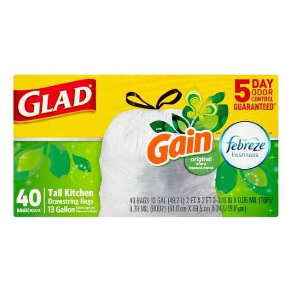 Glad OdorShield Tall Kitchen Drawstring Bags Pack of 16
