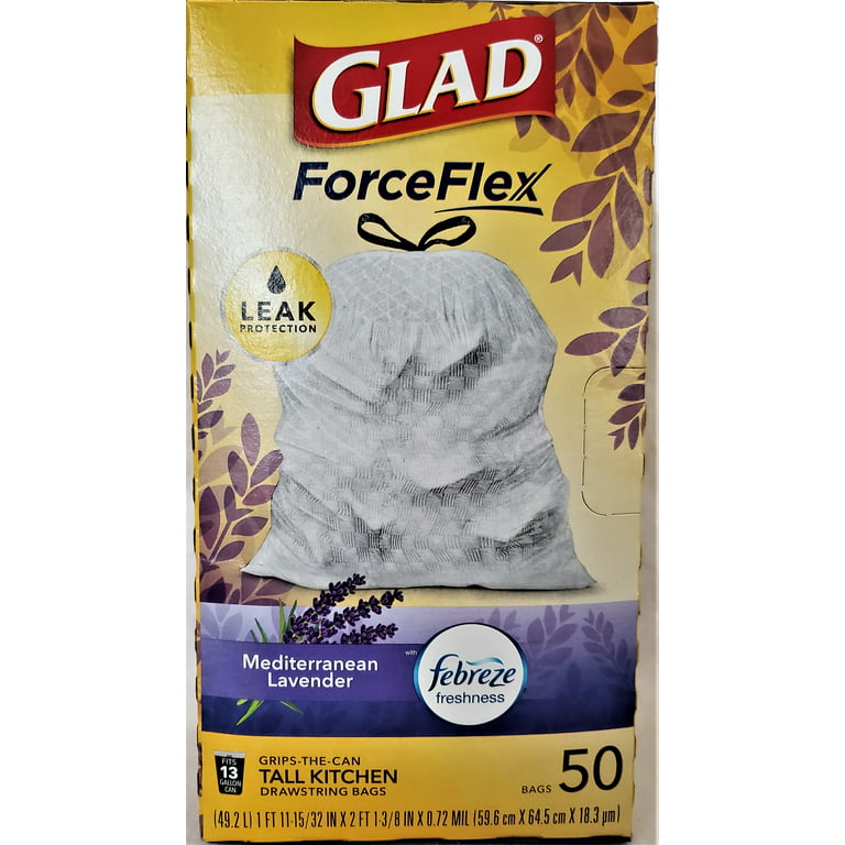 Glad ForceFlex Tall Kitchen Trash Bags Gain Lavender with Febreze