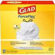 Glad Tall Kitchen Trash Bags, 13 Gallon, 80 Bags (ForceFlex, Unscented)