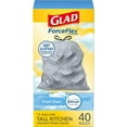 thumbnail image 1 of Glad Trash Bags, ForceFlex Tall Kitchen Drawstring Garbage Bags, Fresh Clean, 13 Gal, 40 Ct (Package May Vary), 1 of 5