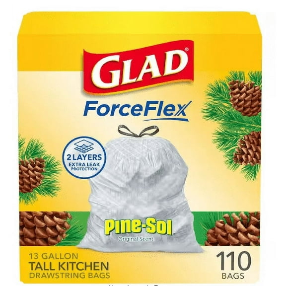 Glad ForceFlex White DS Pine Sol Trashbags 13 gal. 110ct