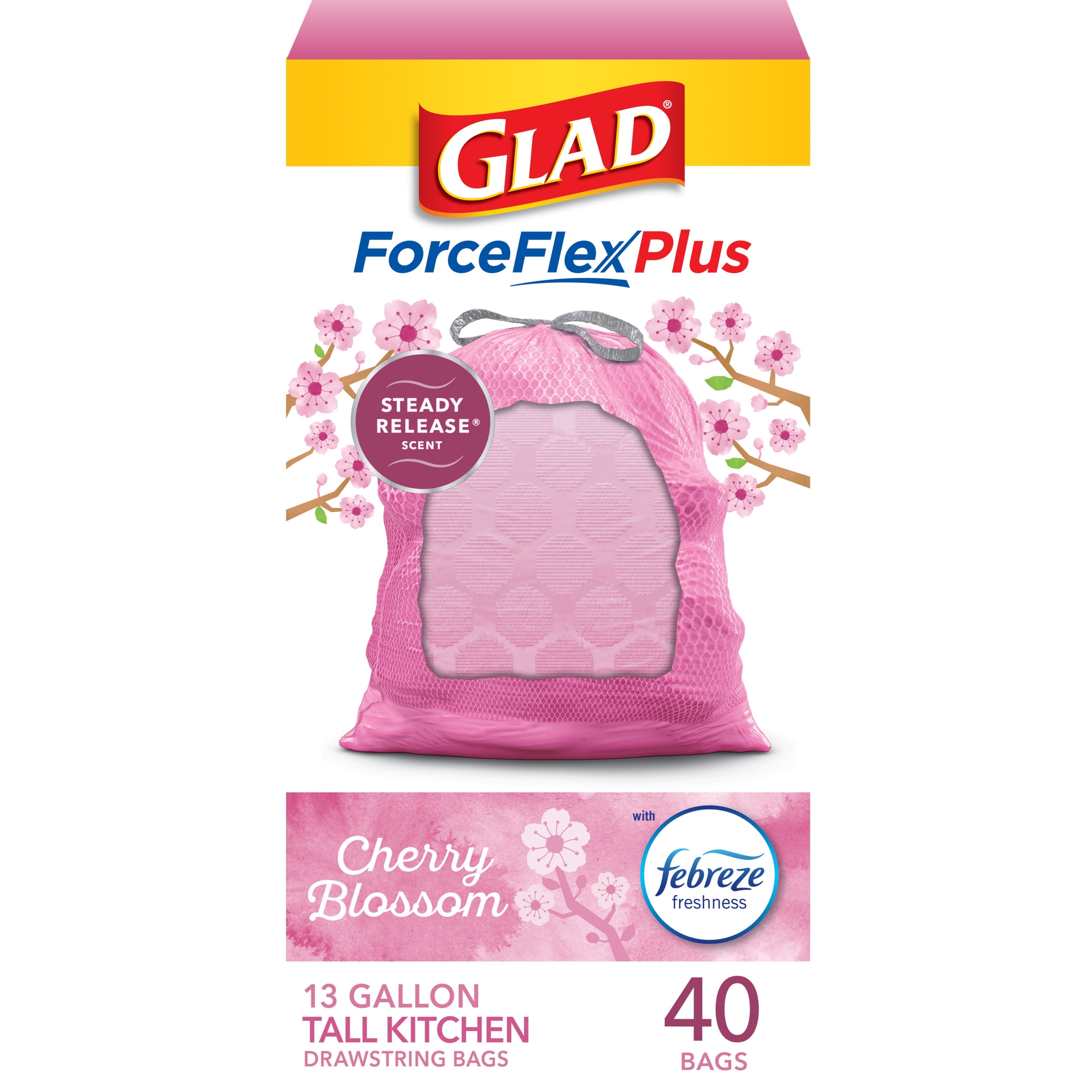  Glad ForceFlex MaxStrength X-Large Kitchen Drawstring Trash Bags,  20 Gallon, Fresh Clean Scent with Febreze Freshness, 80 Count : Health &  Household