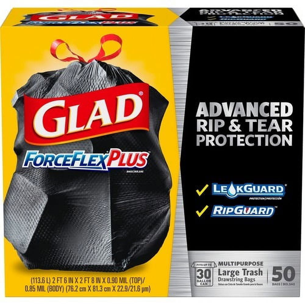 Glad Large Drawstring Trash Bags - Large Size - 30 gal - 30 Width x 32.99  Length - Black - Plastic - 6120/Pallet - Garbage, Indoor, Outdoor -  Advanced Safety Supply, PPE, Safety Training, Workwear, MRO Supplies