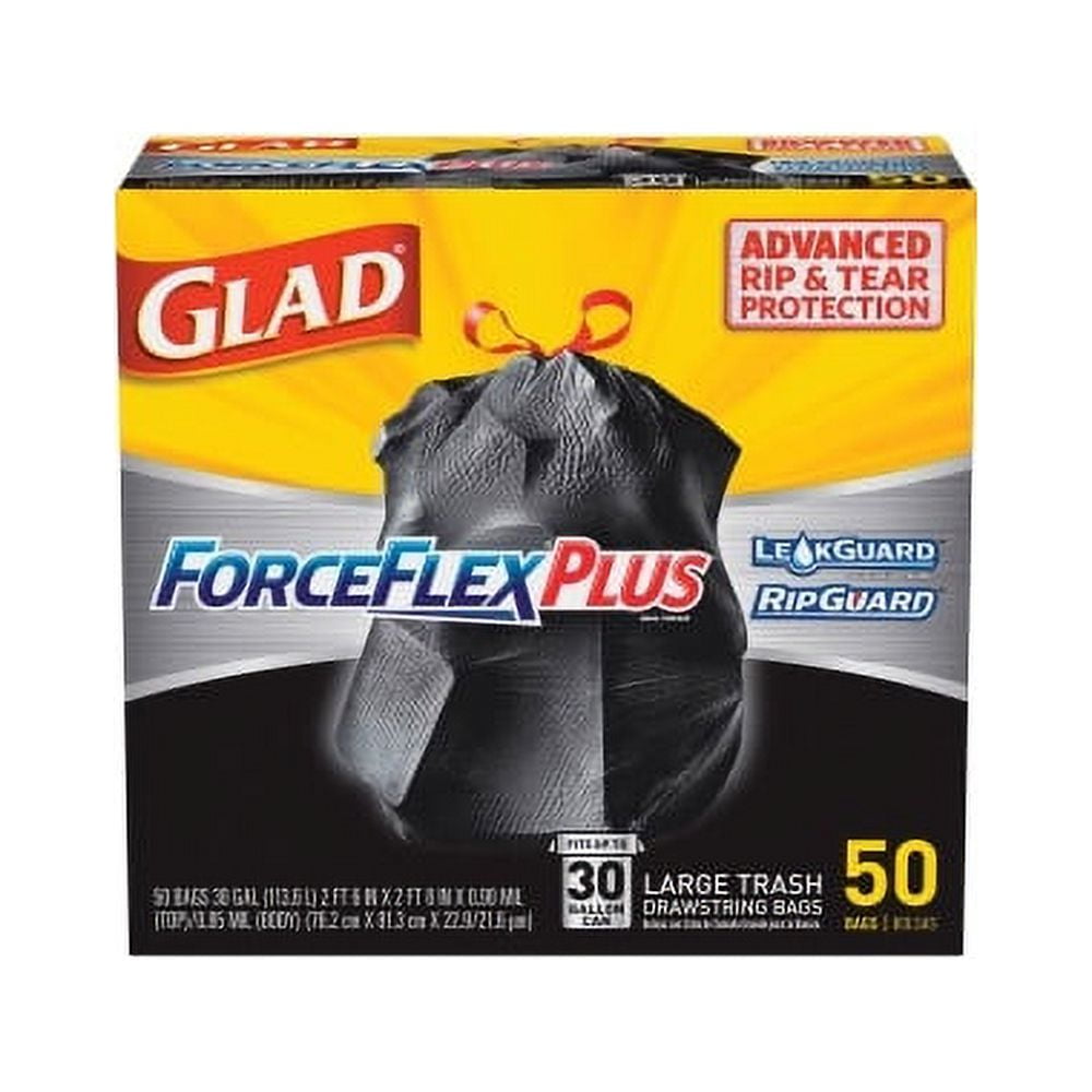 Glad ForceFlexPlus Drawstring Large Trash Bags Large Size 30 gal 0.
