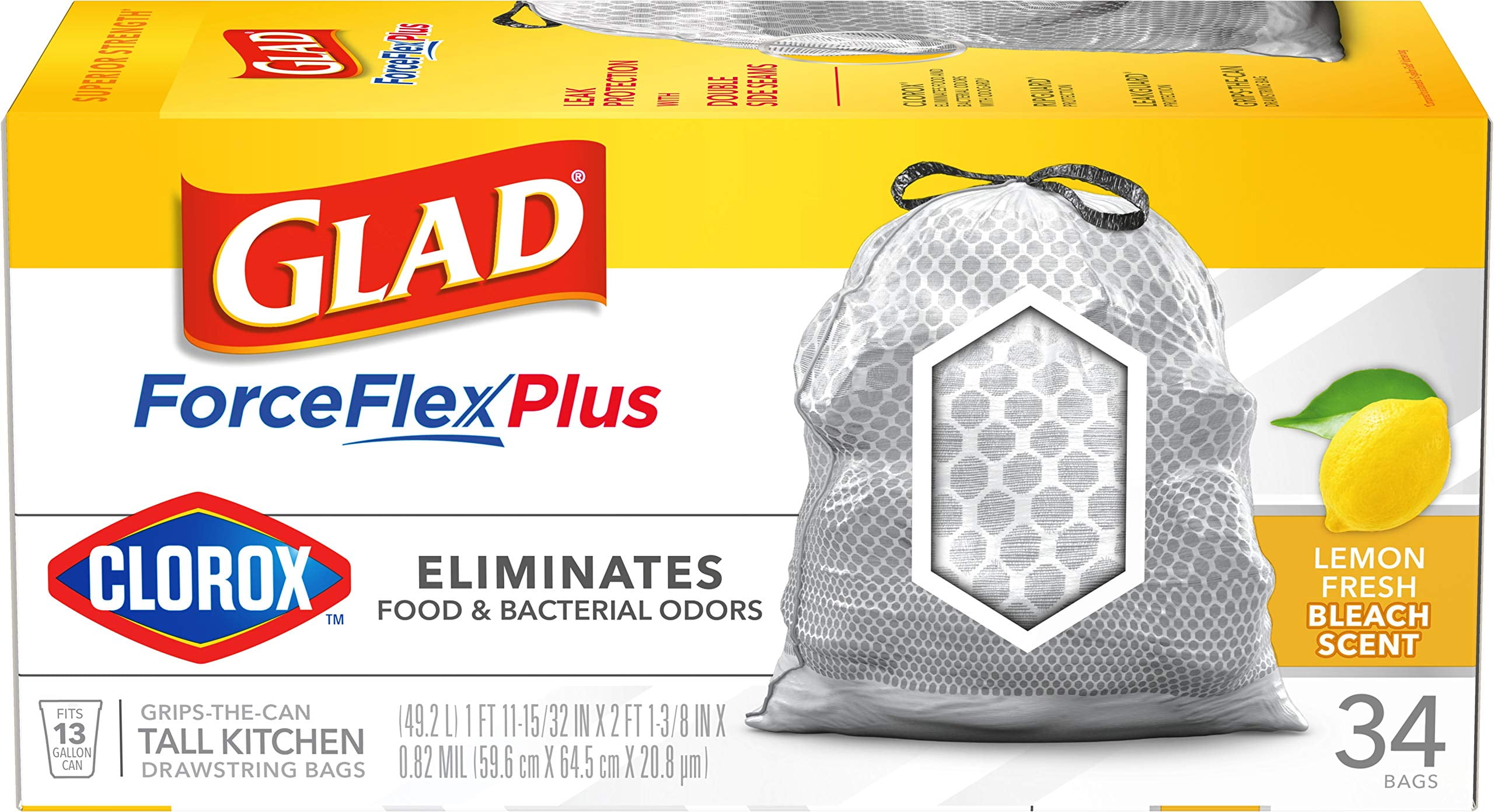  Glad 13 Gal. Tall Kitchen Handle-Tie Bags 50 ct (Pack